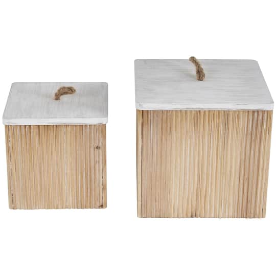 Light Brown Box Set with Whitewashed Wood Lids